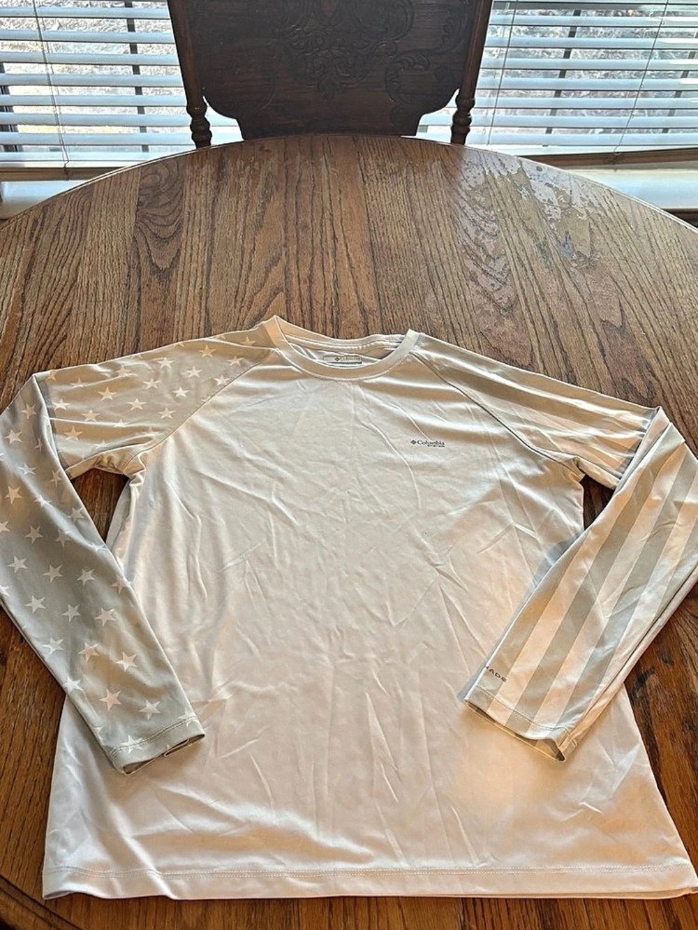 Columbia PFG Terminal Tackle Fins and Stripes Long Sleeve Shirt White Large